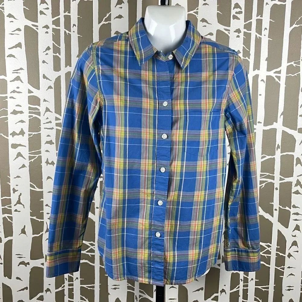 Pendleton Plaid Button Down Blue Yellow Orange S